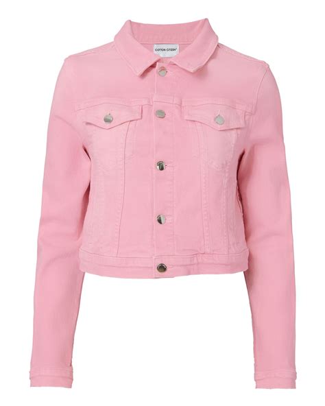 cotton citizen pink cropped jean jacket in light pink modesens denim jacket women crop jean