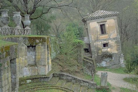 Created in the 16th century, the gardens are set in a forest at the bottom of a valley beneath orsini castle and feature bizarre and fantastical sculptures. Sacro Bosco di Bomarzo - Viterbo