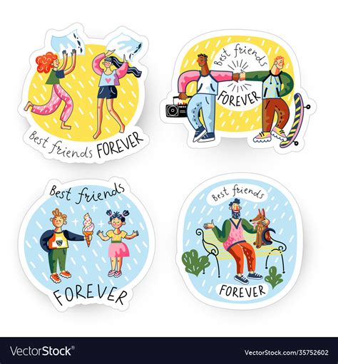 Best Friend Forever Stickers Set Bundle Royalty Free Vector