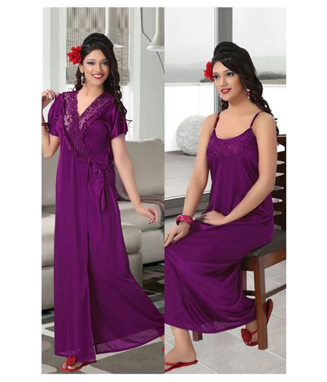 Buy Verdadero Satin Nighty And Night Gowns Purple Online At Best Prices In India Snapdeal