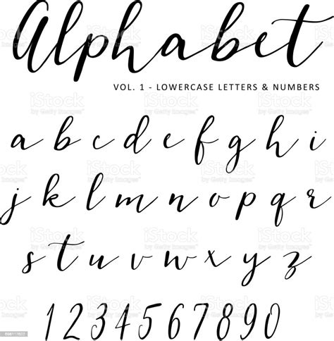Hand Drawn Vector Alphabet Script Font Isolated Letters Written With