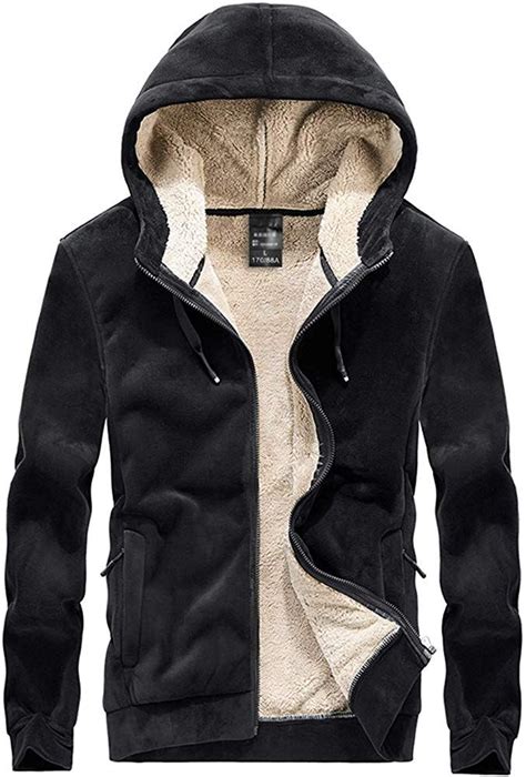 gihuo men s winter warm sherpa lined sweatshirt hoodie fleece jacket black x small at amazon