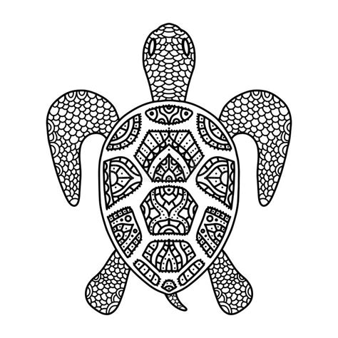 Vector Black And White Coloring Turtle Coloring Doodle Zentangle For