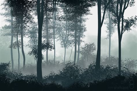Digital Painting Foggy Forest Graficgod