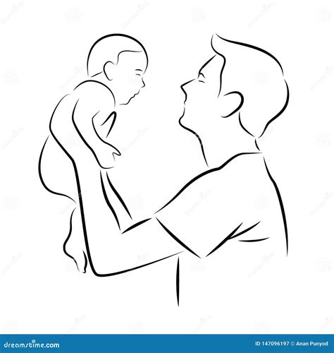 Father Carrying His Baby Girl In A Sling Cartoon Vector Cartoondealer