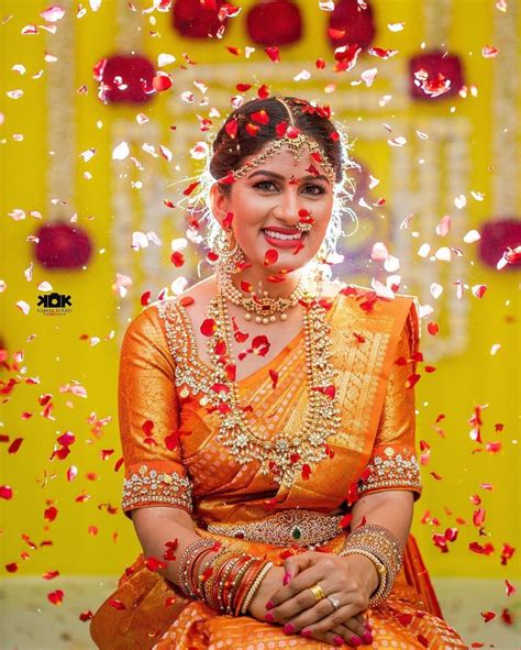 haldi photoshoot poses for solo south indian bride wedabout