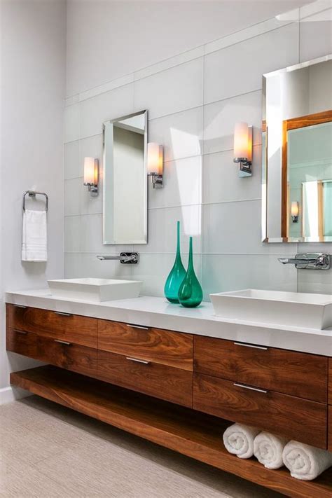 Since the main idea of a mounting vanity see floating vanity with shelves and open shelves and closed to see what you prefer. 36 Floating Vanities For Stylish Modern Bathrooms - DigsDigs