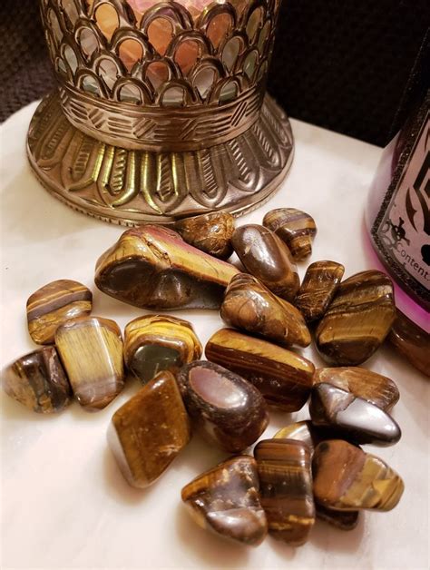 Tigers Eye Tumbled Gemstone Grounding Manifestation Etsy In