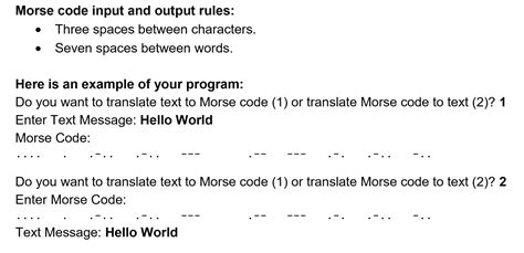 Solved Morse Code Input And Output Rules Three Spaces