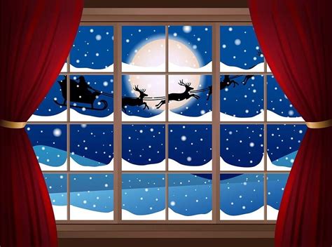 Red Curtain Santa Claus Window Photo Backdrop Dbd 19407 Christmas
