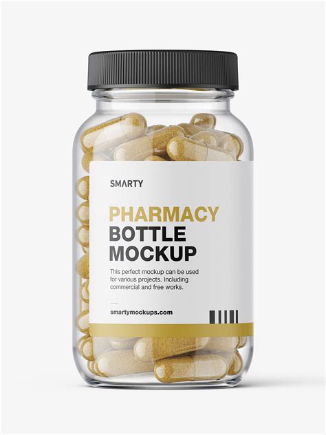 Clear jar with herbal capsules mockup - Smarty Mockups