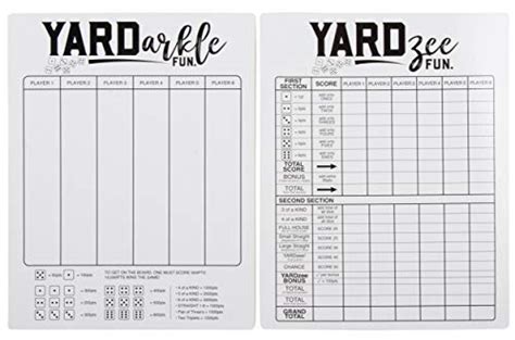 Juvale 5 Pack Laminated Yard Dice Score Card Sheets For Yardzee