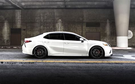 White Toyota Camry Customized With A Touch Of Style And On Blaque