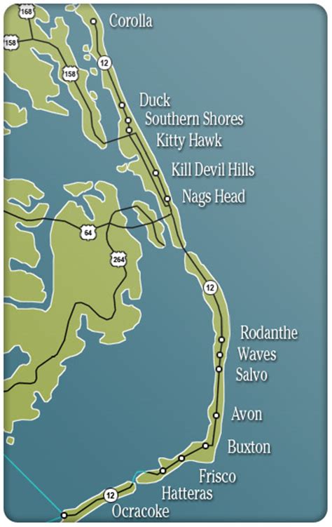 Map Of Outer Banks Nc With Mile Markers Maps Database Source