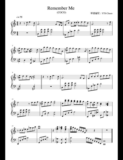 Remember Me Piano Easy Version For Student Sheet Music For Piano