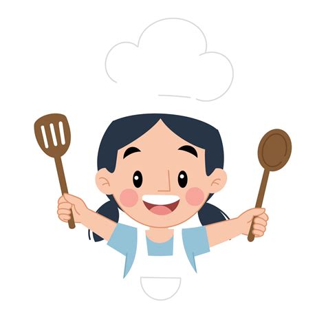 Little Chef Girl Illustration Cute Bakery Girl Chefs Is Happy Tasty