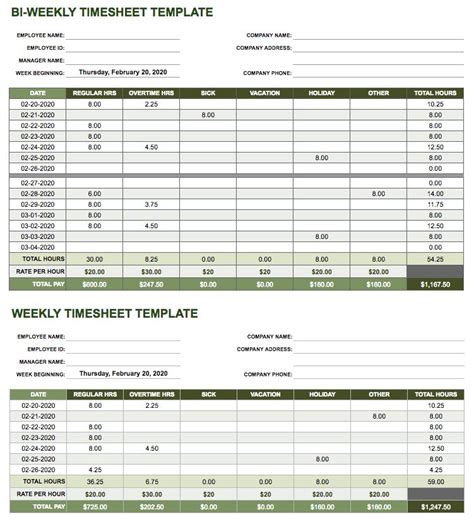 Contractor Timesheet Template Database