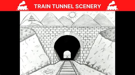 How To Draw Train Tunnel Scenery Using 1 Point Perspective 2020 Step