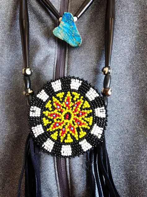 Beaded Medallion Necklace Authentic Native American Breastplate