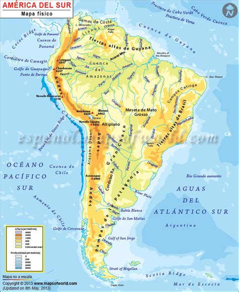 Mapa Fisico De Sudamerica Escala Grafica Sobre El Terreno Brainlylat