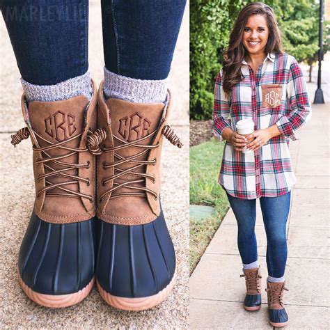 Personalized Navy And Brown Boots Duck Boots Outfit Winter Boots