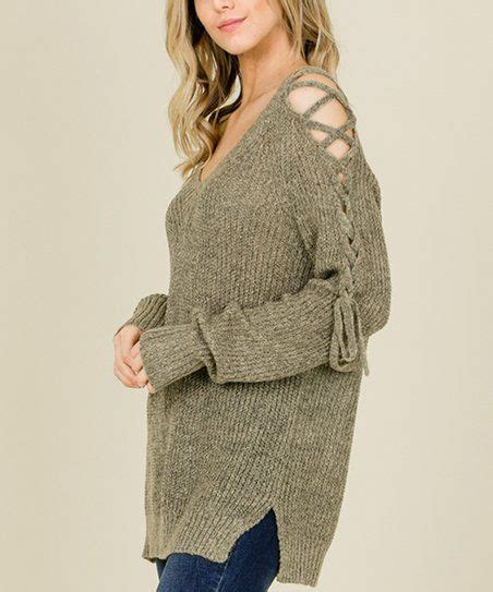Annabelle Usa Stone Lace Up Shoulder Pullover Sweater Women Zulily