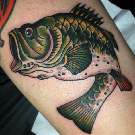 Large Mouth Bass Leg Tattoos Traditional Tattoo Sleeve Tattoos