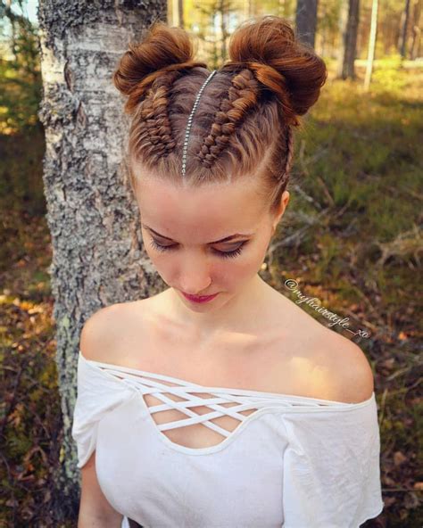 A bun is a type of hairstyle in which the hair is pulled back from the face, twisted or plaited, and wrapped in a circular coil around itself, typically on top or back of the head or just above the neck. Pin by Amrita Deb on Hair Style (With images) | Bun ...