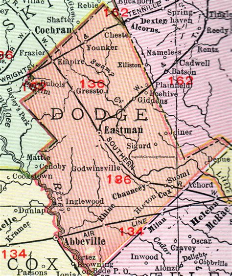 Dodge County Georgia 1911 Map Rand Mcnally Eastman Rhine Chester