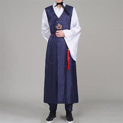 Men Korean Hanbok Men Traditional Court Official Costumes Robes Shirts