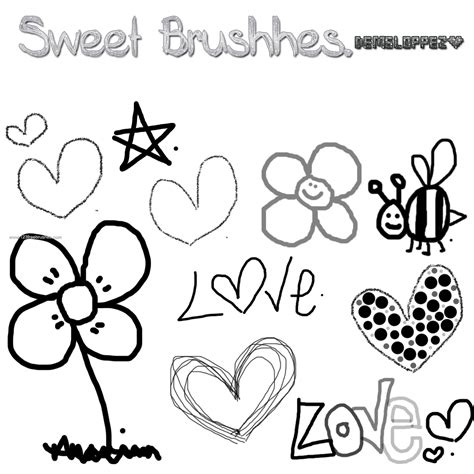 Sweet Love Doodles Brush Photoshop Free Download 123freebrushes