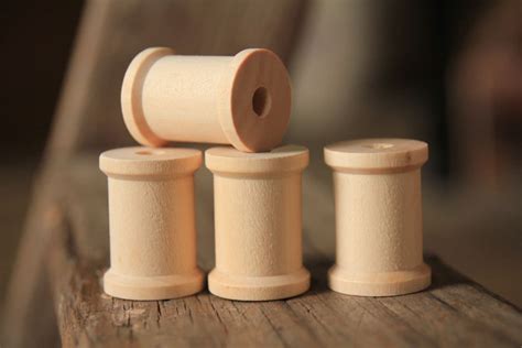 30 Natural Wooden Spools 1 316 X 78 Sewing Supply Etsy