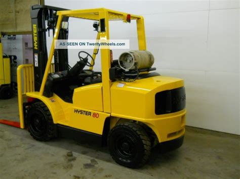 2005 Hyster 8000 Lb Capacity Forklift Lift Truck Pneumatic Tire Clear