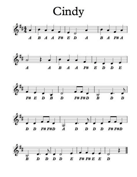 Free sheet music for piano to download and print for all ages and levels. Free Sheet Music - Cindy with Letter Names. Enjoy! | Music Worksheets | Pinterest | Letters ...