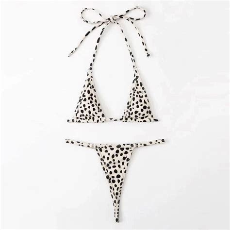 polka dot triangle thong brazilian bikini swimsuit sunnybikinis
