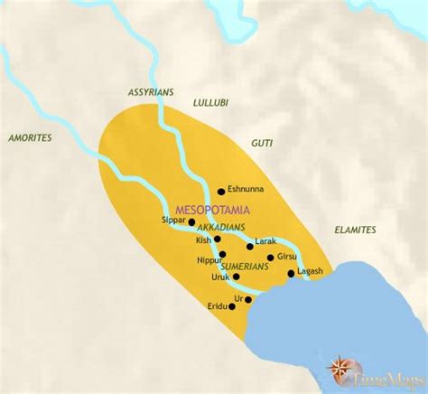 Map Of Ancient Mesopotamia 3500 Bce First Civilization Timemaps