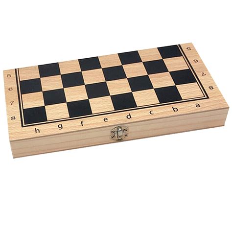 Dolity Handmade Wood Folding International Travel Chess Set Board Game