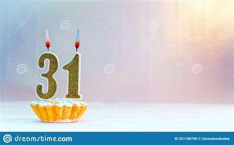 Happy Birthday Card From Candles With The Number 31 Golden Numbers