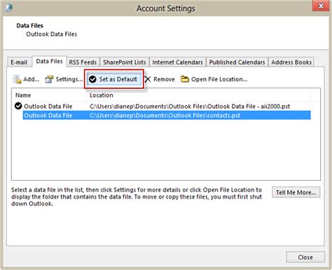 Outlook will open a file explorer window showing the folder containing your pst file (or ost file if you selected an account that uses one). Open an existing personal data file (*.pst) in Outlook ...