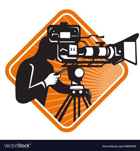 Film Crew Cameraman Shooting Filming Camera Vector Image