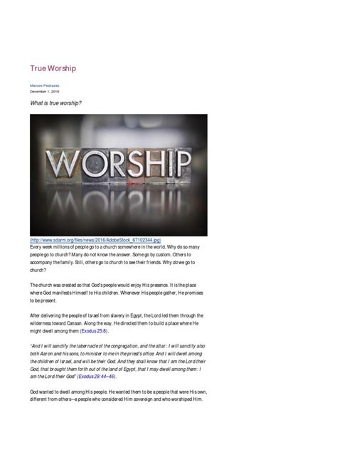 True Worship Seventh Day Adventist Reform Movement Pdf