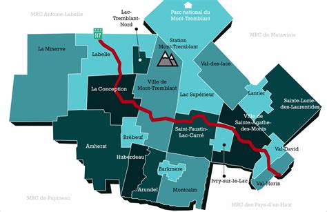 Carte du territoire de La région des Laurentides MRC des Laurentides