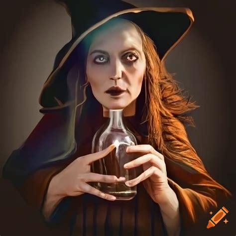 Witch Holding A Glass Bottle
