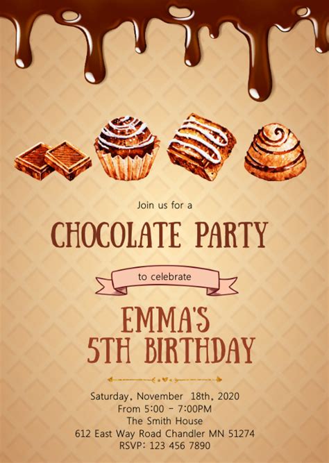 Chocolate Birthday Party Invitation Template Postermywall