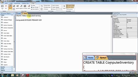 Access 2007 Tutorial How To Create A Table Using Sql Youtube