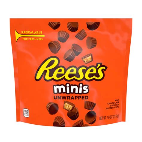 Reeses Minis Unwrapped Peanut Butter Cups 76 Oz Resealable Bag