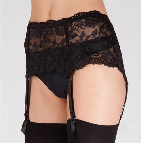 New Deep 6 Wide Lace Suspender Belt For Stockings Stretchy Embroidered Lingerie Ebay
