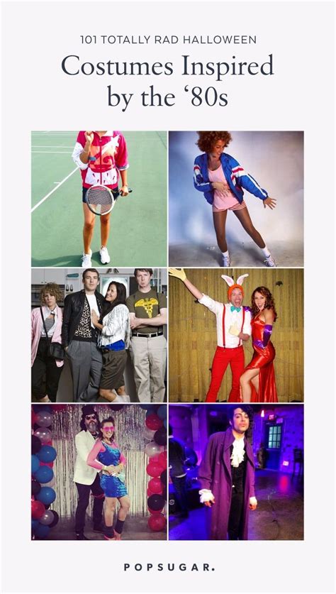 an advertisement for costumes inspired by the 80s with photos of people in costume
