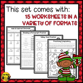 All exercises are solved step by step. Christmas Math Worksheets Grade 4 by Brain Ninjas | TpT