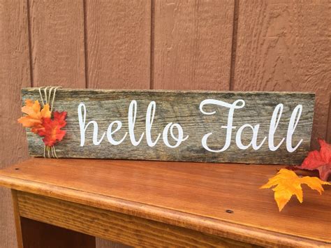 Customizable Hello Fall Wood Sign by TheHopsonShop on Etsy